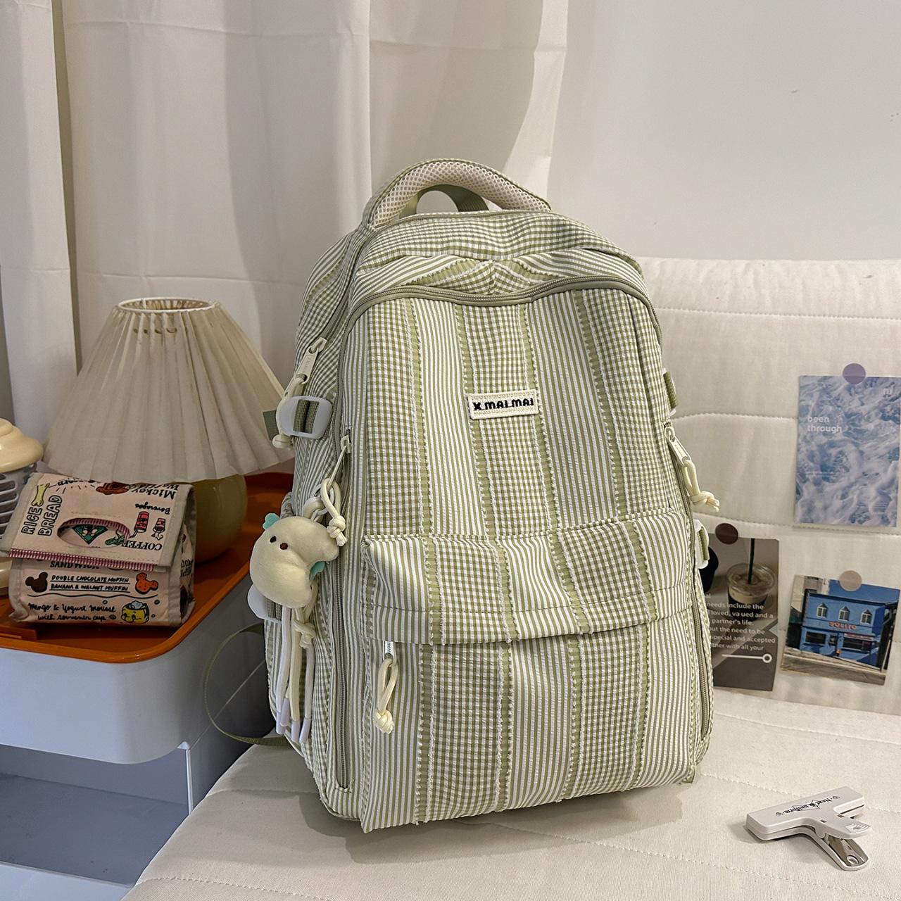 

Korean StyleinsCollege-style school bag for women Cute and Fresh Style Large Capacity Casual Backpack for Middle and High School зелёный