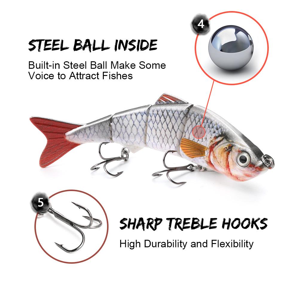 3pcs/Box 4-Segments Swimbait Sinking Wobblers Set of Lures 12cm 16g Lifelike Crankbaits Fishing Lure Artificial Bait Kit