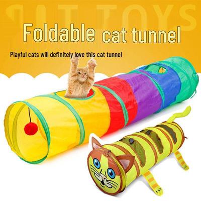 Three-Channel Rainbow Cat Tunnel: Foldable, Fun, and Durable Crawling Tube