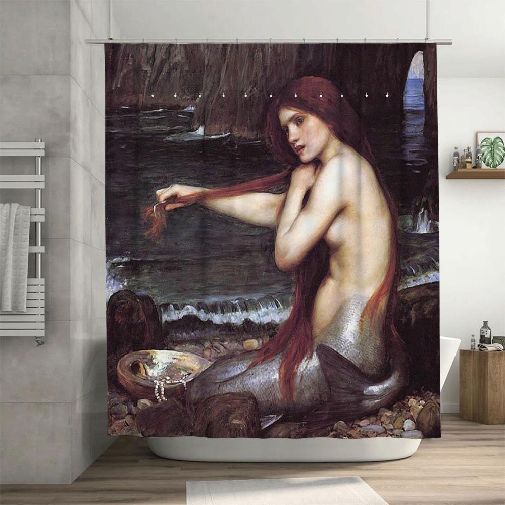 Artistic Mermaid Shower Curtain Bath Decoration For Home Decor