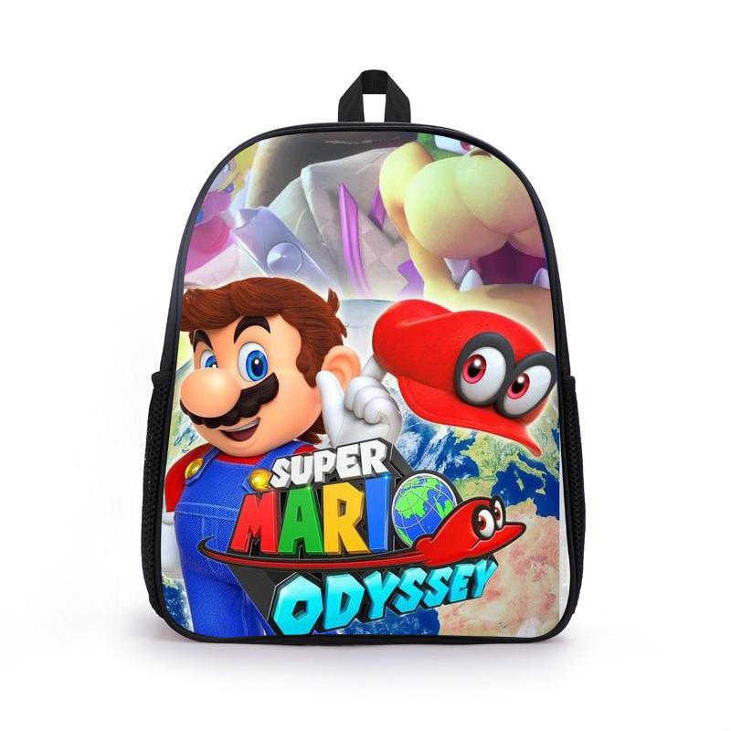 Mario Cartoon Backpack For Elementary Boys With Breathable Lightweight Oxford Fabric