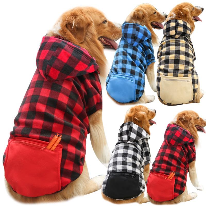 Fleece Golden Hair Tide Brand Zipper Pocket Sweater Large, Medium and Small Dog Clothes Cat and Bear Fighting Stretch Clothing Pet Supplies