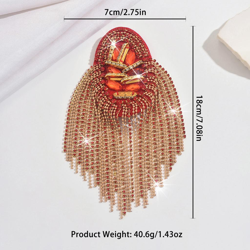 European and American Fashion Full Diamond Shoulder Accessories Tassel Shoulder Patch Brooch