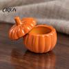 Seasonal Autumn Decor Items 1:12 Miniature Pumpkin Shaped Casserole Pot Model, Metal Bowl Figurine Still Life Photography Props with Lid, Mini