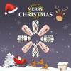 Glittering Christmas Elk Design Press On Nails Long Square Acrylic False Nails With Stripes Pattern 24Pcs Set Nail Art