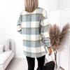 Women's Brushed Plaid Shirts Long Sleeve Flannel Lapel Button Down Pocketed Shacket Jacket Coats