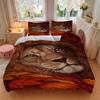 3pcs Lion, Autumn Leaves Bedding Set - 1 Duvet Cover + 2 Pillowcases(Core Not Included), Machine Washable Polyester yy251216142