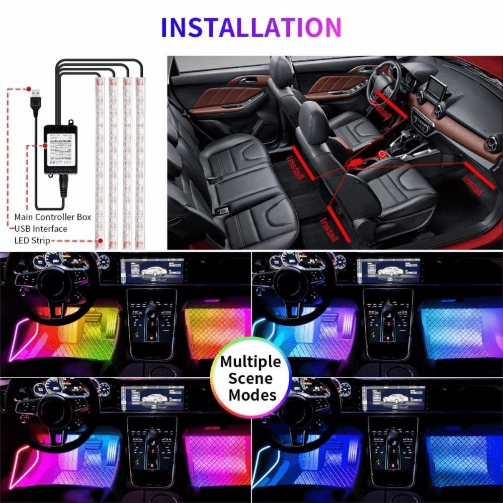 Neon 48 LED Car Interior Ambient Lamp With USB Automotive Interior Decorative Lights