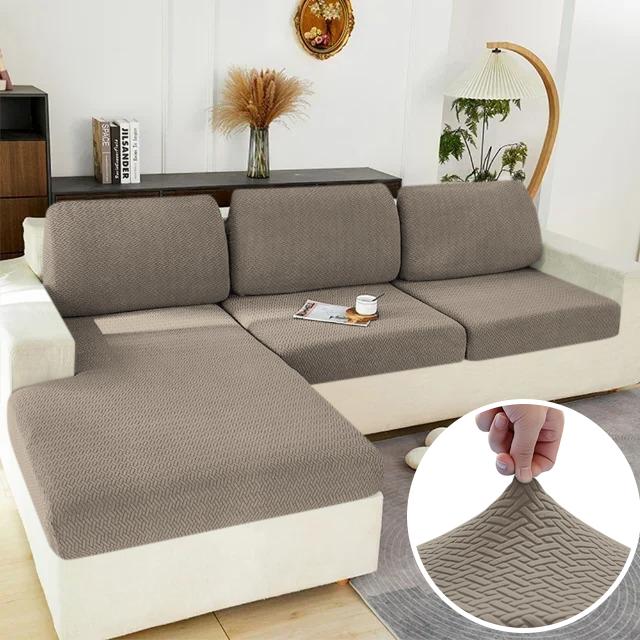 Elastic Sofa Cover Solid Sofa Seat Cover Grey Washable Seat Cushion Cover Furniture Protector Sectional