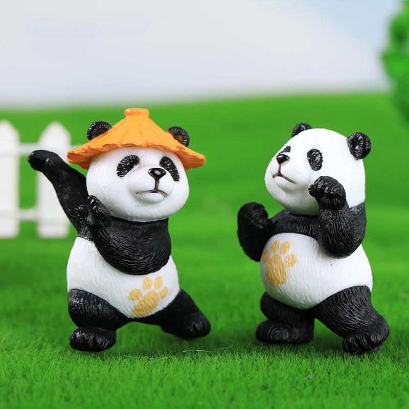 4pcs Creative Mini Kungfu Panda Ornaments for Car Household Bonsai Cute Miniature Kungfu Panda Decoration For Children Gift Toys