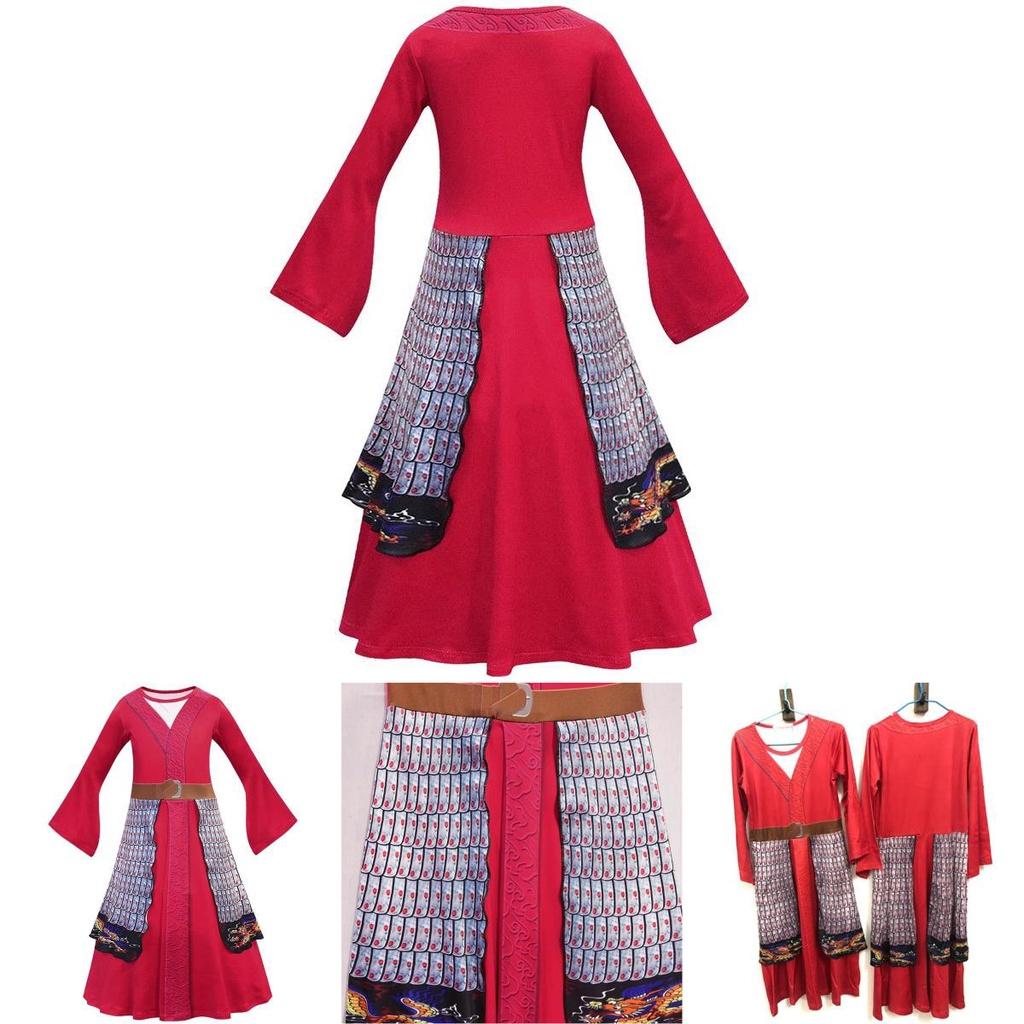 Stunning Hua Mulan Red Princess Fancy Dress For Kids Halloween Party Outfit