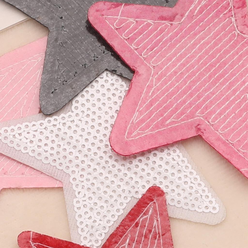 7pcs Sequined Star Patch Sewing/Stick On Fabric Applique Popular Garment Accessories For Creative Craft Project Decors