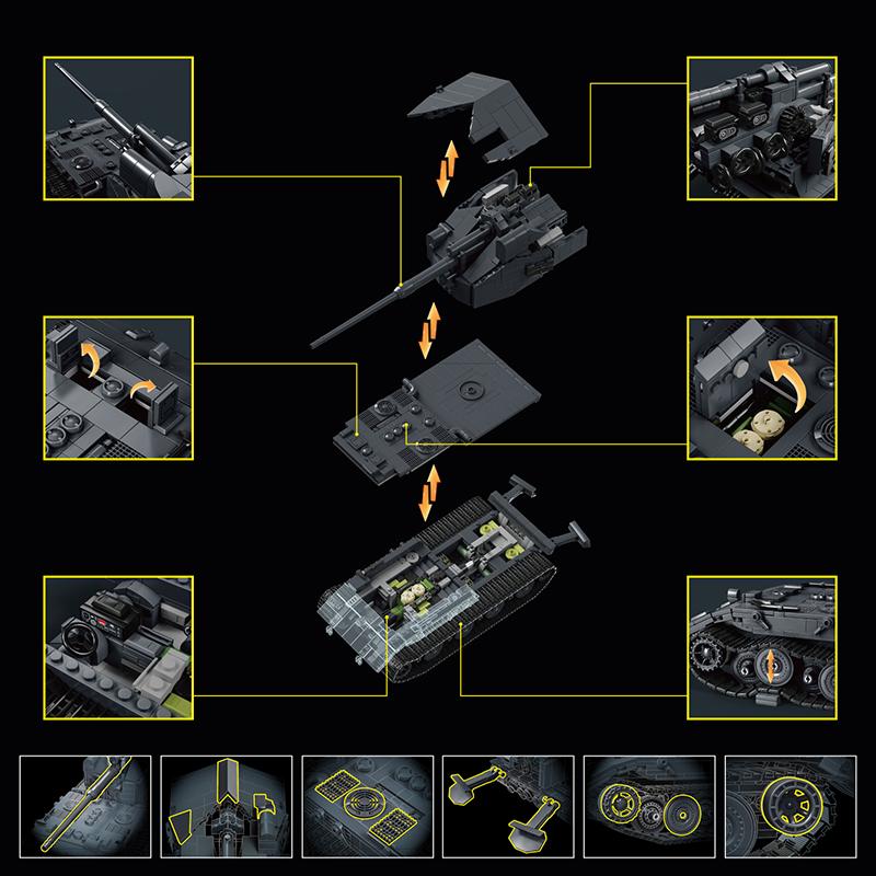 E-100 Heavy Tank Waffentrager Military Army DIY MOC Main Battle Soldier Building Blocks Bricks Set For Children Boys Gifts