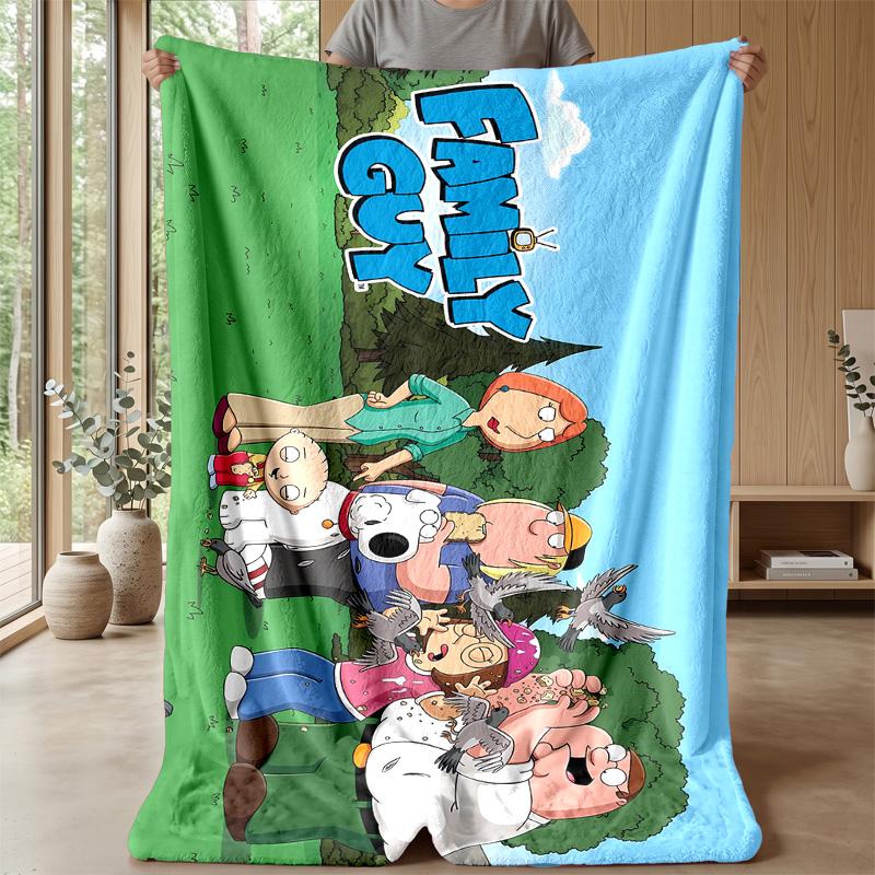 Family Guy Theme Blanket Soft Flannel Blanket Plush Throw Blanket Cozy Sofa Bed Blanket for Home Decor