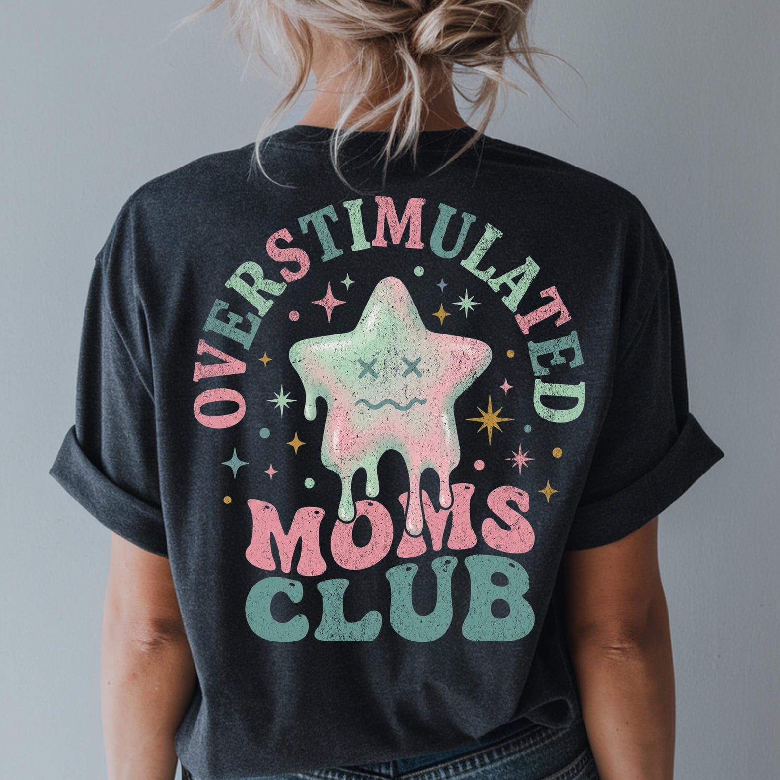 Overstimulated Moms Club Retro Graphic T-Shirt, Funny Mama Tee, Comfort Colors® Mom Shirt, Mother s Day Appreciation Gift L