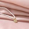 Light Luxury Freshwater Pearl Necklace Women'S High Value Simple And Versatile Micro-Inlaid M Brand Pendant Collarbone Chain