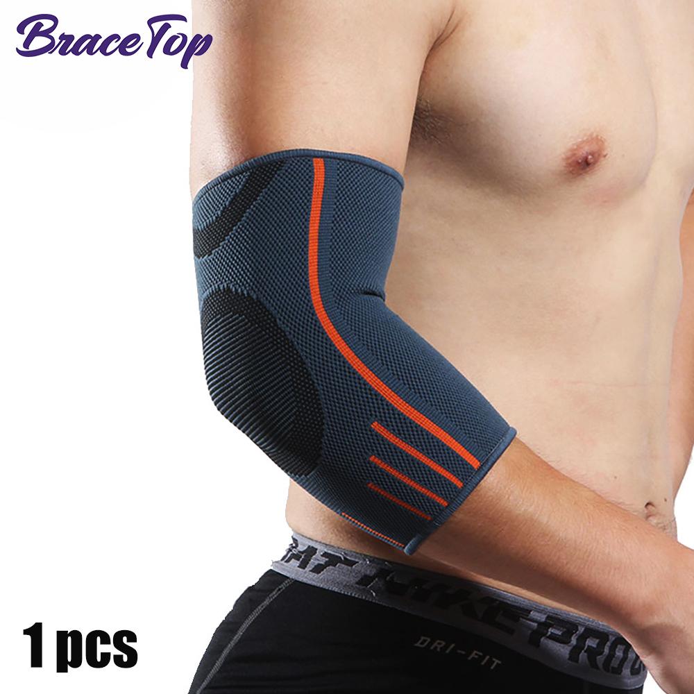 Bracetop 1 Pc Elbow Brace Compression Support Sleeve, Arm Protective Elastic Stretch Absorb Sweat Sports Arthritis Bandage Guard