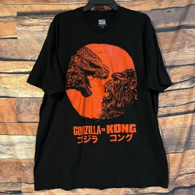 Godzilla vs. Kong Herren Schwarz Orange 2XL Baumwolle Grafik T-Shirt Unisex T-Shirt