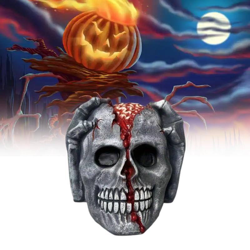 Halloween Skull Decor Figurine With Latex Material For Festive Atmosphere