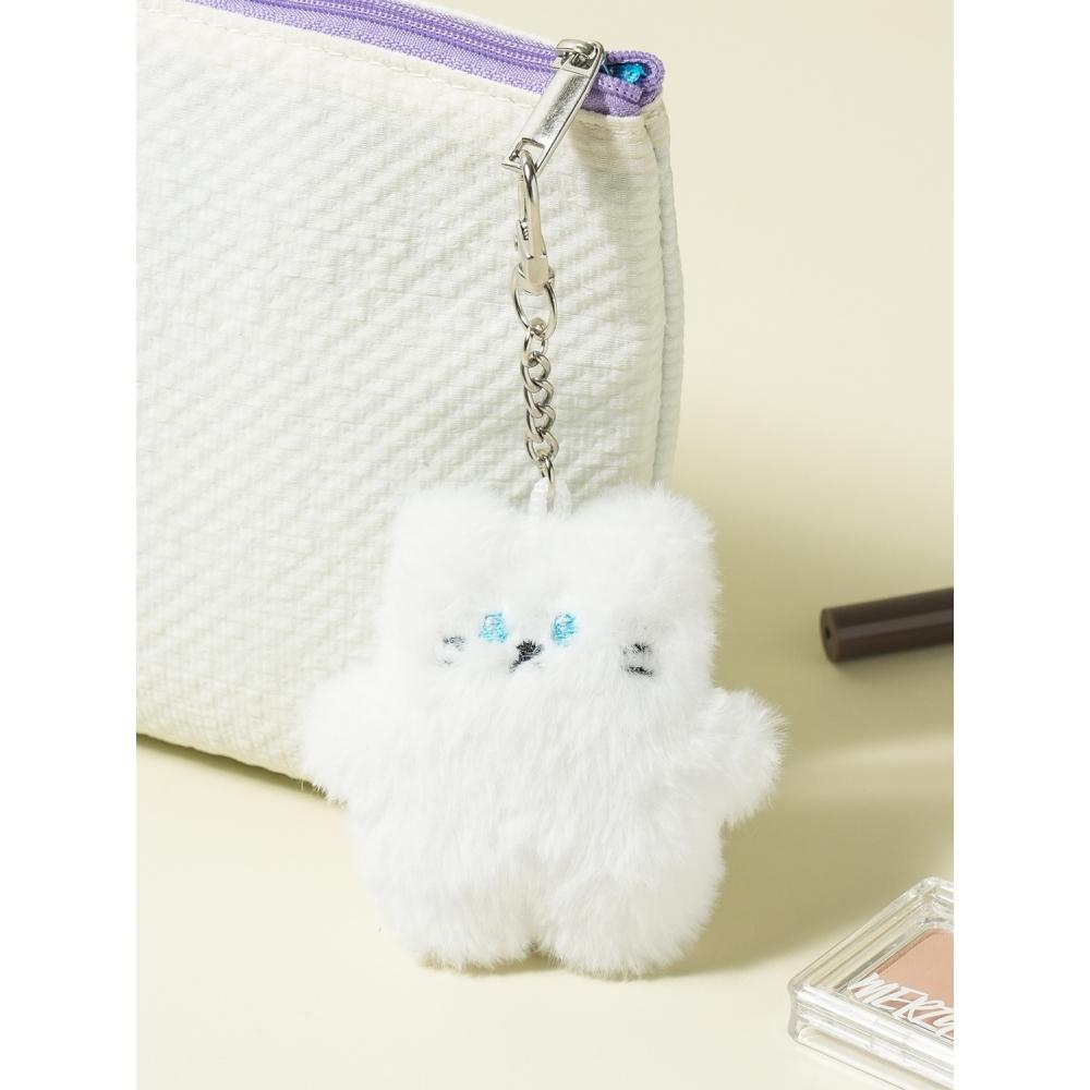 Daiso Cat Plush Keyring White