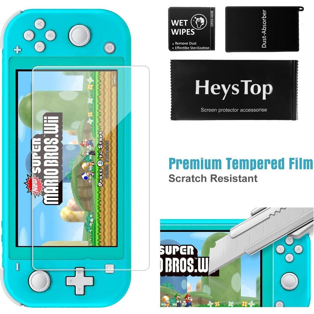 Switch Lite Protective Case with 10 Game Card Compartments Tempered Glass Screen Protector and 6 Thumb Cover Accessories
