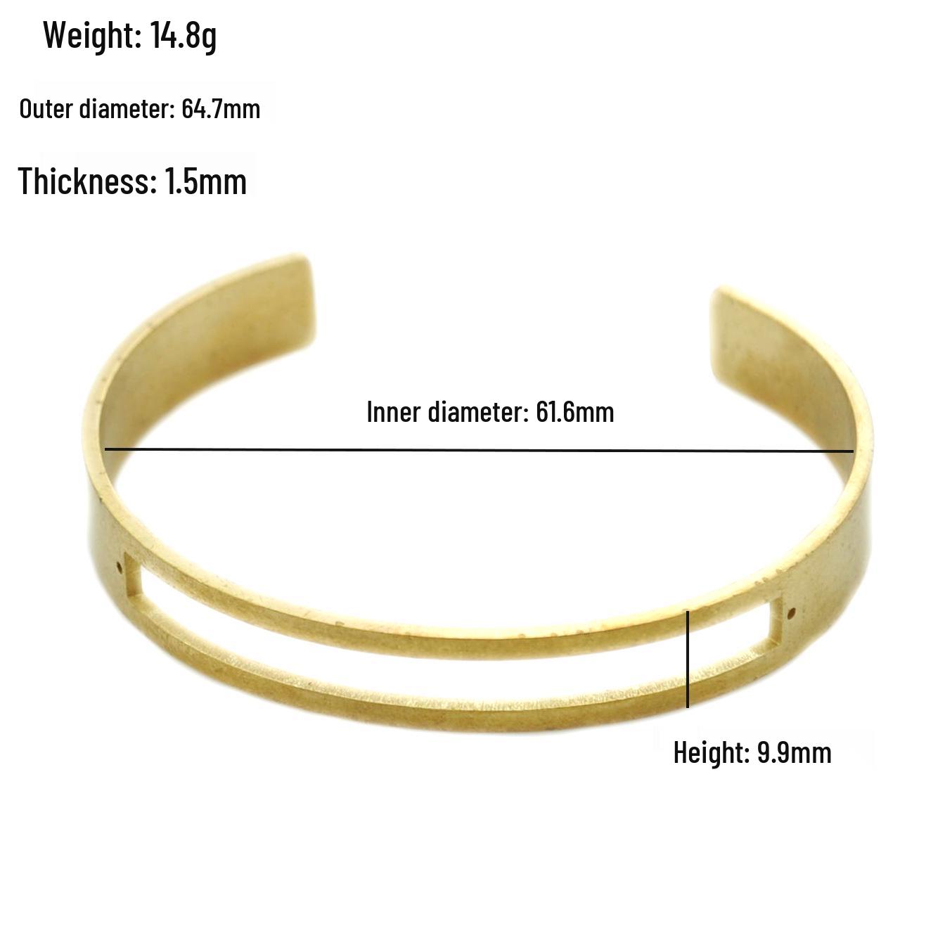 Unisex European  American Metal Square Hollow Bracelet – Stylish Brass Half-open Design