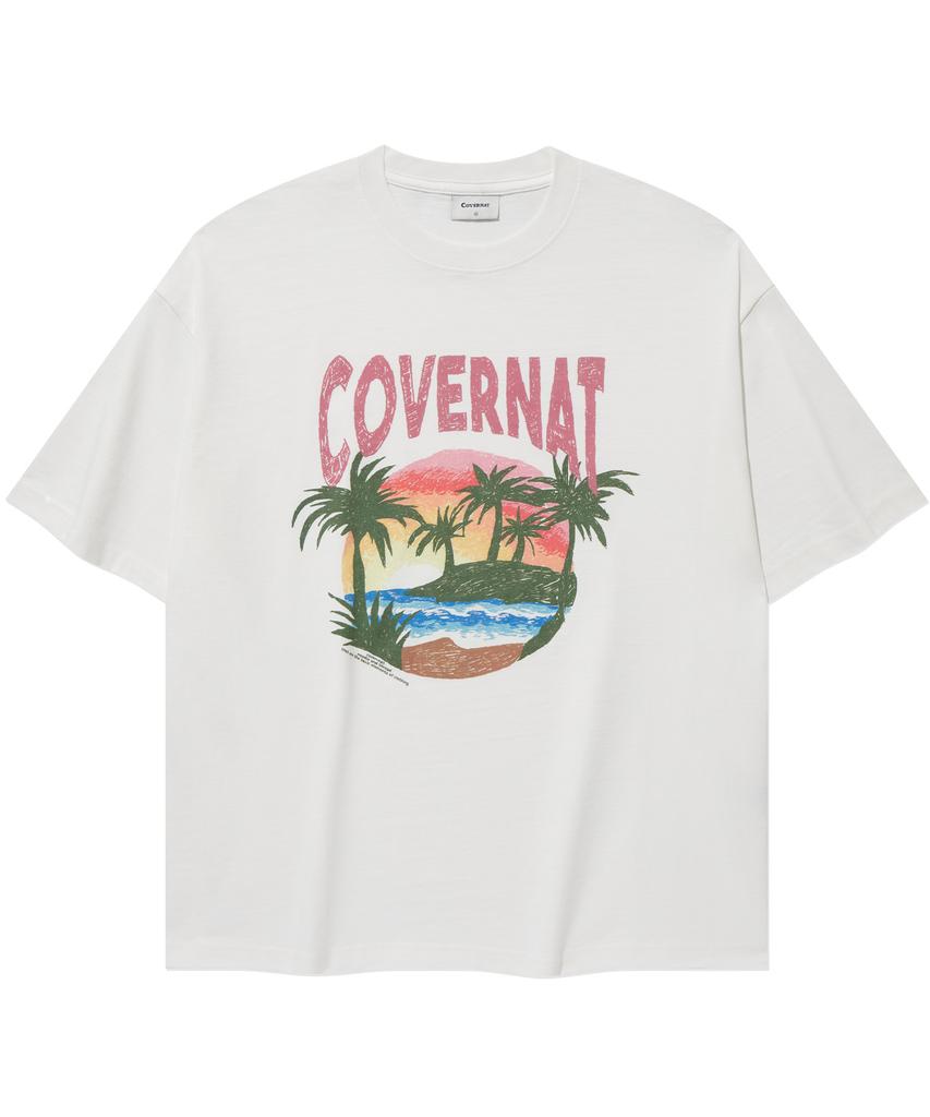 COVERNAT Tropical Graphic T-Shirt White