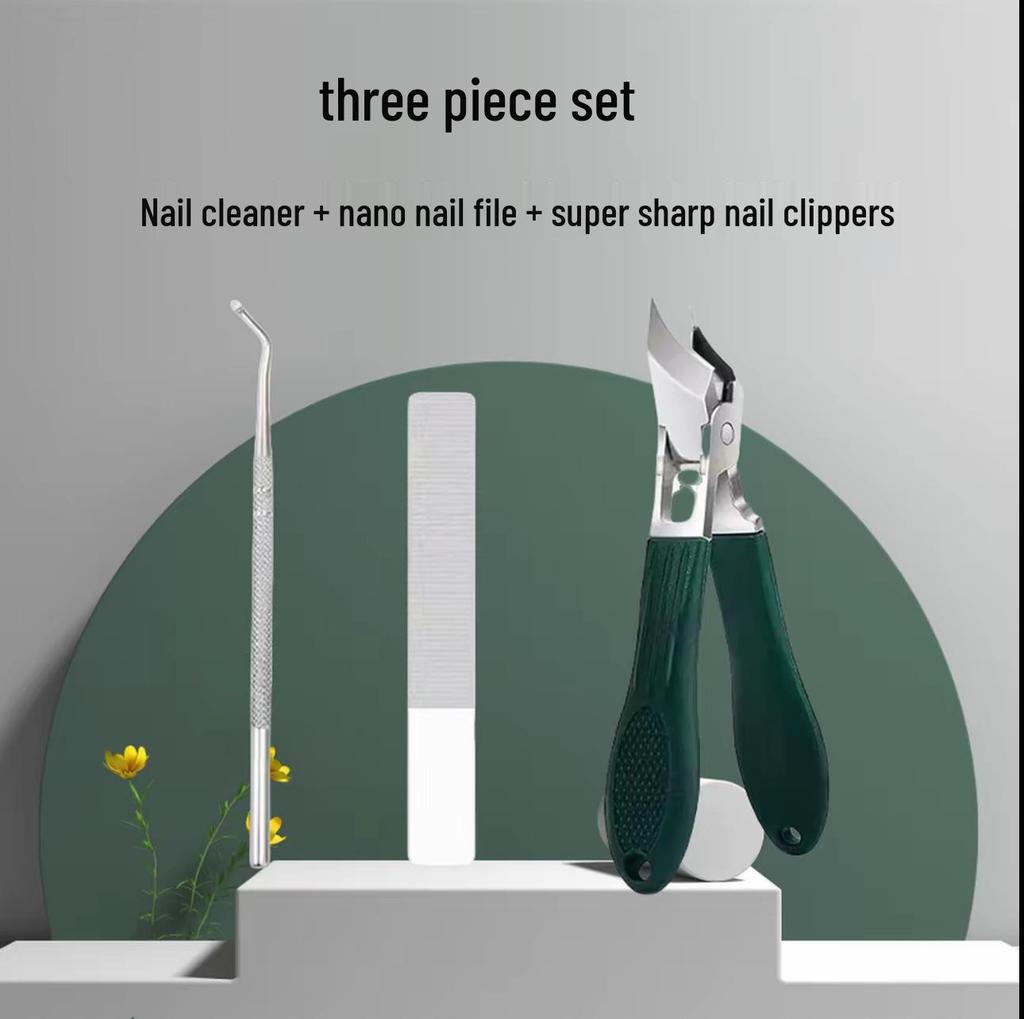 Wide-Opening Slant-Edge Nail Clipper Set with Anti-Splash and Pointed Tip for Ingrown Nail Repair
