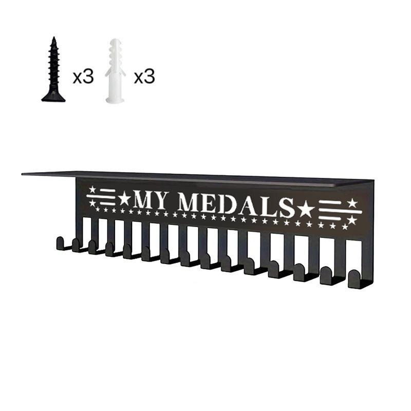 Heavy-Duty Metal Awards Trophy Display Stand Medal Hooks Wall Mount Organizer Medal Storage Holder Display Home Office Decor