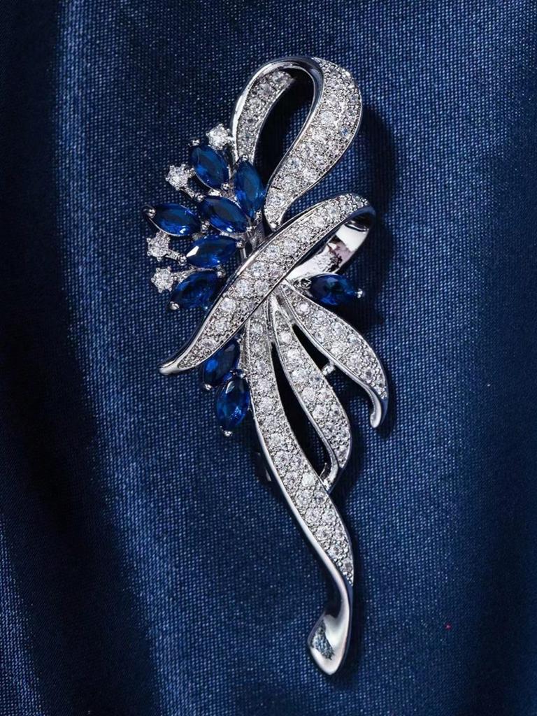 1pc luxurious and fashionable women's crystal rhinestone brooch, suit jacket chest flower accessory