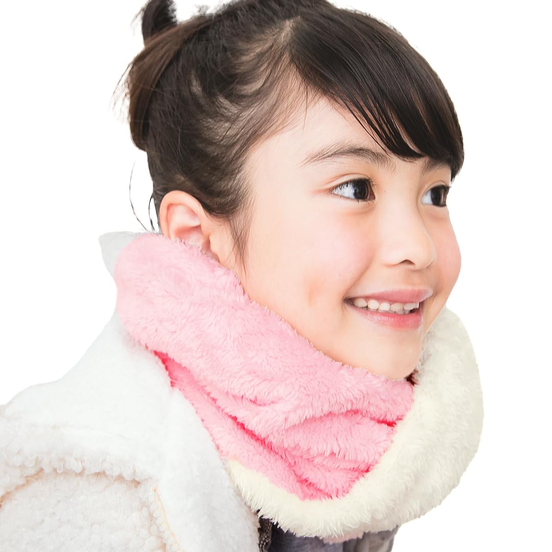 

Neck Warmer for Cold Pink x White [Arisana] Kids, Girls, Scarf, Junior, Protection,