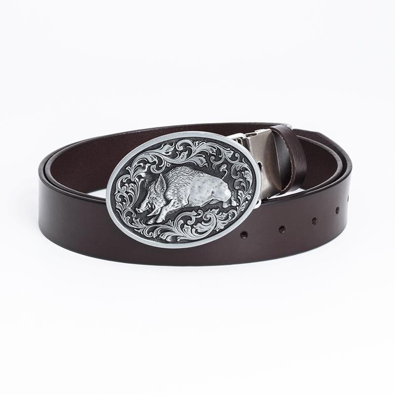 Men's Retro Cowhide Belt with Smooth Buckle - Korean Style, Trendy and Simple Wide Waistband.