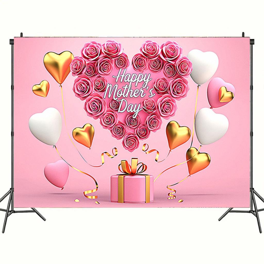 Happy Mothers Day Party Background Thanks Mother Flower Rose Heart Floral Pink Photography Backdrop Photo Studio Props