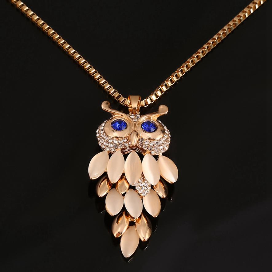 Women's Long Owl Sweater Chain High-end Simple Dress with Necklace Fashion Jewelry