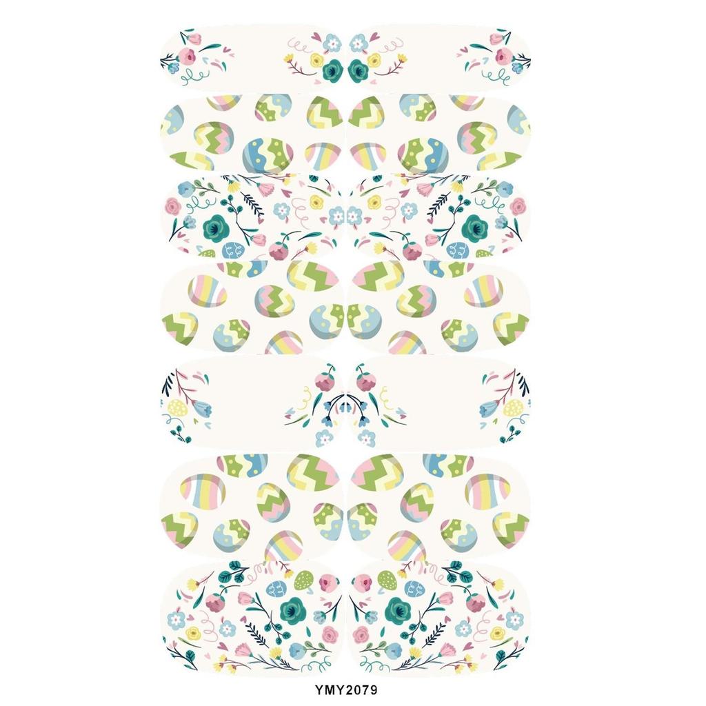 Easter Cute Rabbit Flower Nail Art Stickers - Full Cover, Waterproof, Long-lasting (YMY2073-2084)