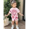 Set Estivo Bambino 2 Pezzi Casual Sportivo Tendenza Stampa 3D Girocollo T-shirt e Pantaloncini
