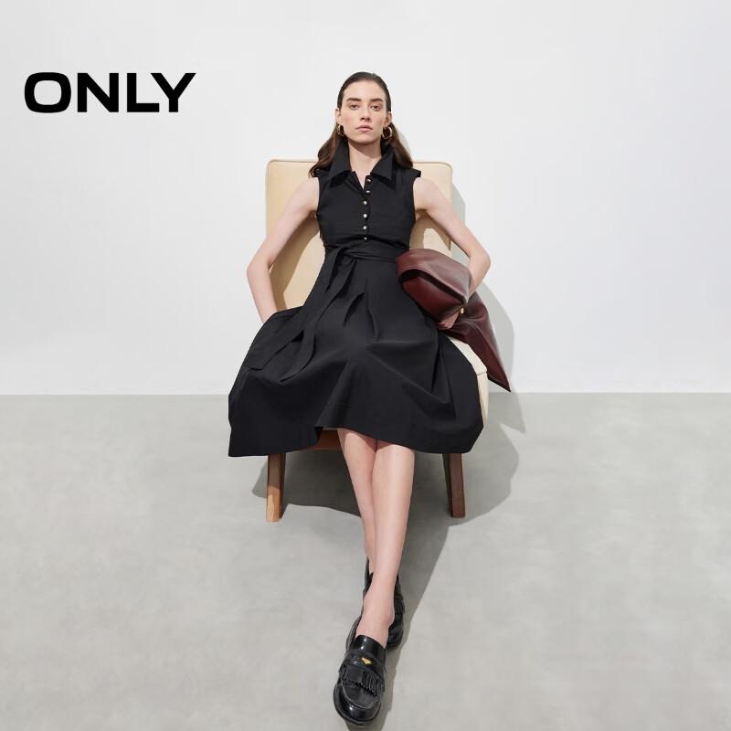 Only Women's Collared Sleeveless A-Line Maxi Dress with Tie-Waist