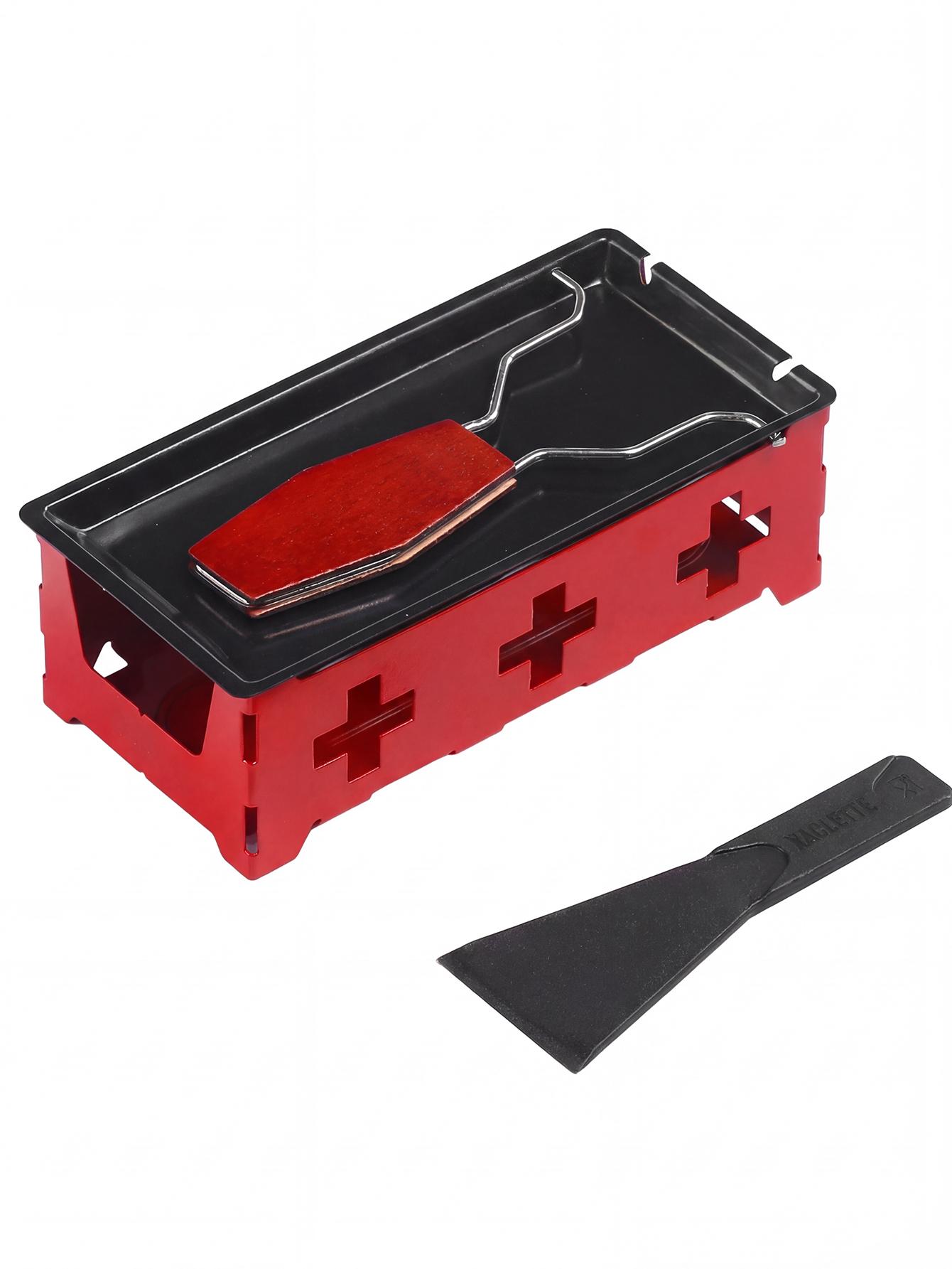 Cheese Raclette Rotaster Portable Non-Stick Baking Tray Stove Set Wooden Handle Home Kitchen Grilling Tool with Spatula