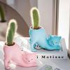 Cartoon Cute Cat Tail Flower Pot Creative Succulent Plant Resin Birthday Gift Desktop Decoration