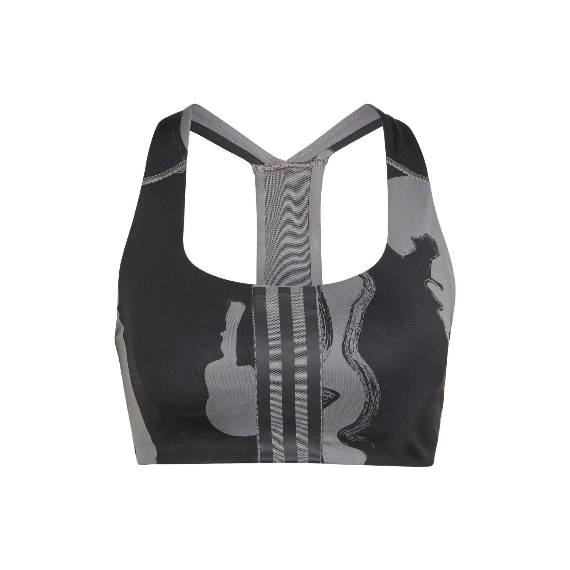 

Adidas Thebe Magugu Тренировочный Классический Спортивный Бюстгальтер с Фиксированными Бретелями Три Полоски Женское Белье Серый HN7866 XS