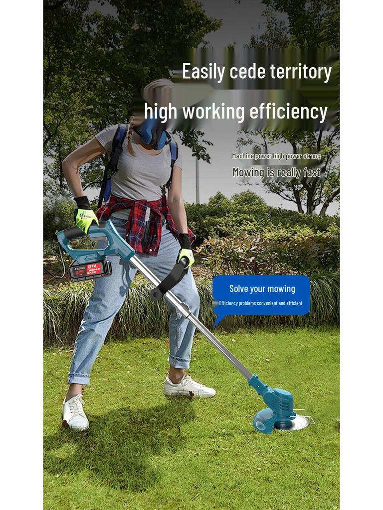 High-Power Rechargeable Electric Lawn Mower & Weeder with Lithium Battery