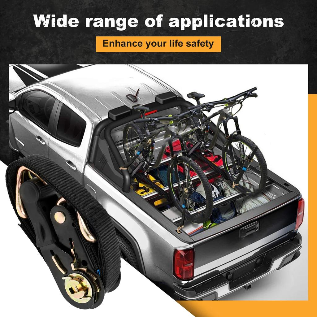4Pcs Ratchet Tie-Down Strap Fixed Heavy Cargo Trailer Transportation Car Motorcycle Tension Rope Tie Down Strap Kit Annular Belt
