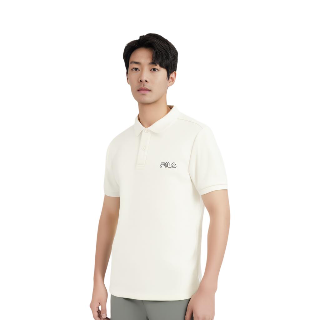 FILA Heritage Classic Versatile Comfortable Polo Shirt Men tops Cloud-Mushroom-White F61M628101FWT