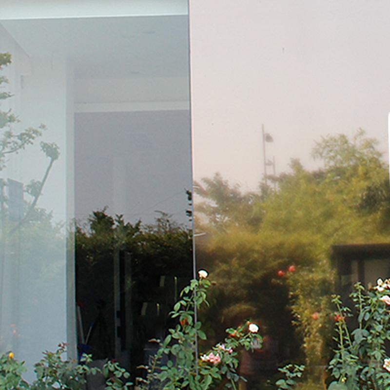 Tea Silver Self-adhesive Window Film Privacy Mirrored Effect One Way Vision Heat Reduction Solar Tint PET Building Decorative