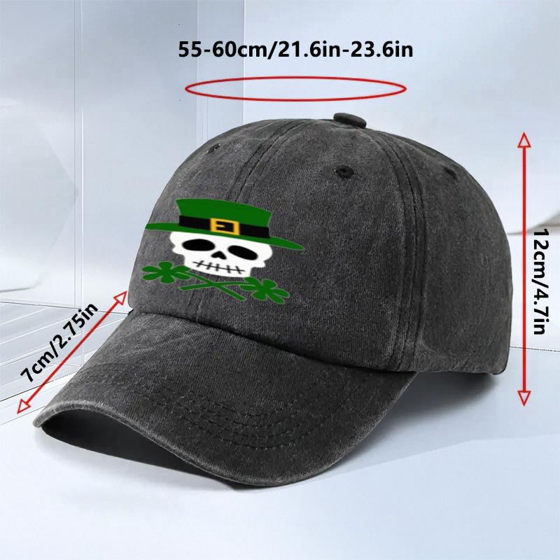 Skull Leprechaun Hat Shamrock Baseball Cap St Patricks Day Casual Adjustable Polyester Hat for Men Women