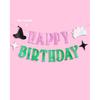 xo, Fetti Happy Birthday Banner - Pink + Green Foil, 4 Ft. | Witch Birthday Decorations, Girls Bday Sign, Kids Wizard Party, Photoshoot Backdrop