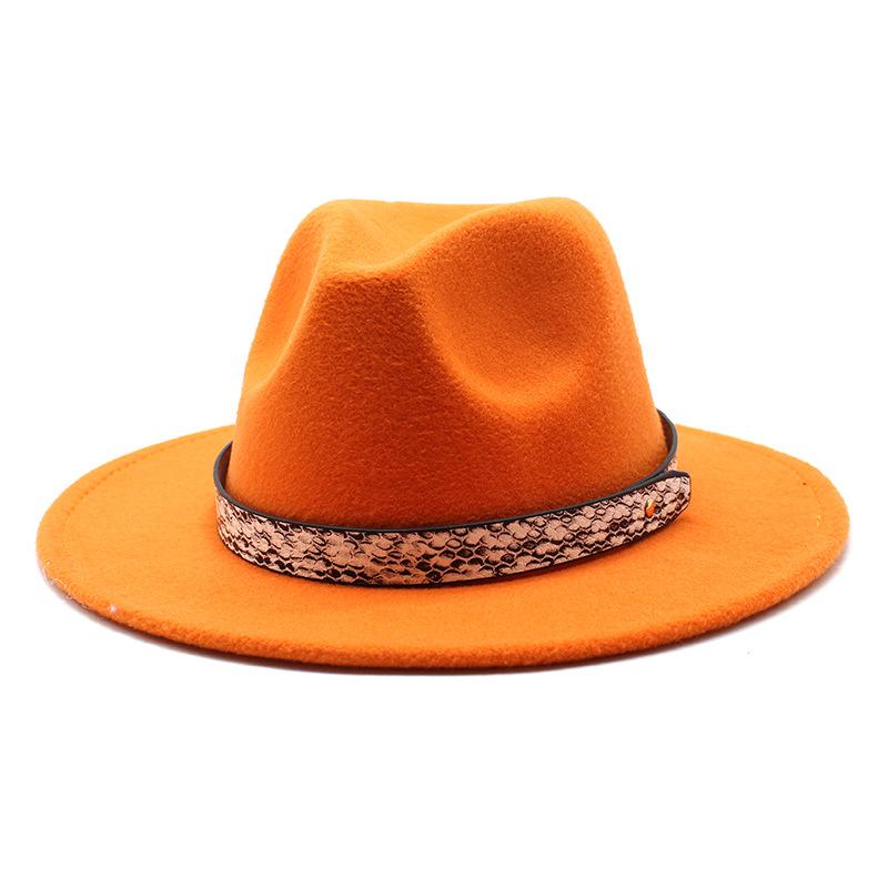 Seasonal White Big Eaves Hat Flat Edge Top Hat Men'S And Women'S Woolen Jazz Hat Lmn173