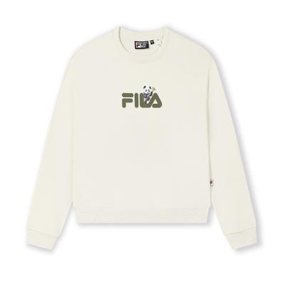 Broderie Panda moștenire Modă trendy Casual Versatil Bluză cu gât rotund Hanorac Femei hanorac Alb-Abur F51W538201FIV