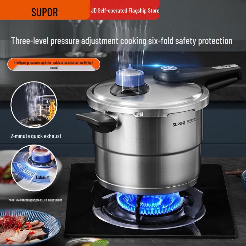 SUPOR 304 Stainless Steel 6-Fold Safety Pressure Cooker