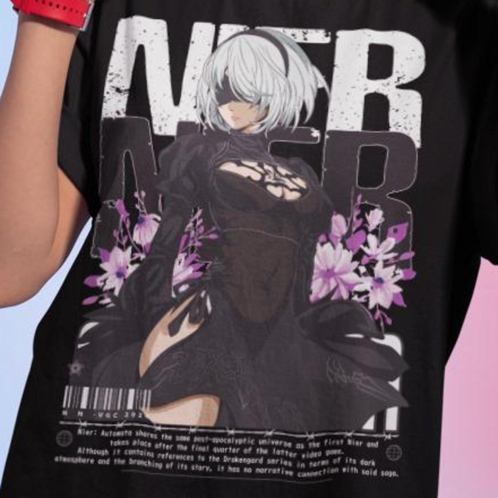 Unisex Nier 2B Gaming Waifu T-Shirt, Japanese Anime Videogame Shirt S